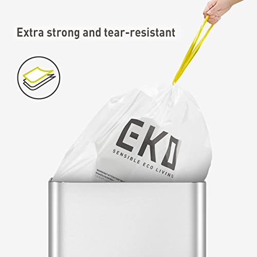 EKO 21 Gallon / 50-90 Liter, 60 Count Drawstring Trash Bags, Extra-Strong Unscented Garbage Bags, Easy-Dispense Roll for Kitchen & Household Use, Code G, White by EKO - Image 4