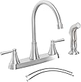 Vsunhoo Kitchen Faucet with Sprayer, Brushed Nickel Stainless Steel, 3-Hole RV Utility Touch Kitchen Faucet with Side Sprayer, TDLKF29L