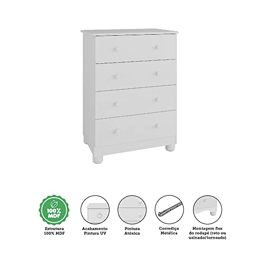 Cômoda Infantil Junior Móveis Peroba Branco Brilho
