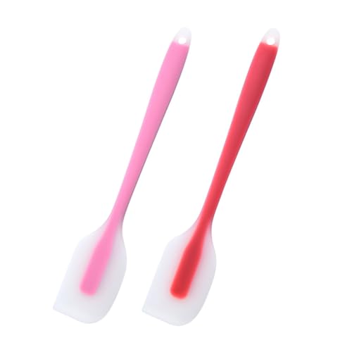 2pcs Silicone Spatula Baking Spatula Large Seamless Scraper Heat Resistant Silicone Kitchen Utensils Non-Stick Baking Tools for Cooking, Baking and Mixing (Pink, Red)