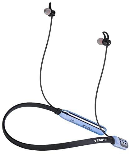 TEMPT Bounce Bluetooth 5.0 Neckband with Oxyacoustics Technology&amp;Noise Cancellation,Deep Bass,Ipx4,22 Hours Playback,Micro USB Port,Voice Assistant,Wireless Earphone with Mic (Black&amp;Blue),in-Ear