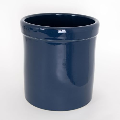 Ohio Stoneware Pickling Fermentation Crock, 1 Gallon Handmade for Food Preservation Storage Utility and Decor, Midnight Blue
