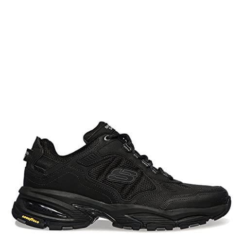 Skechers Oak Canyon Redwick Herren Trainer, Black Leather Synthetic Textile Black Trim, 44 EU