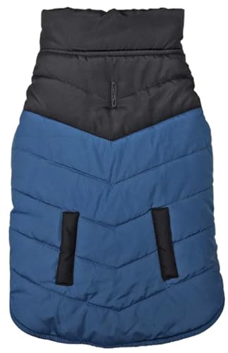 Color Block Puffer Dog Coat Blue Medium