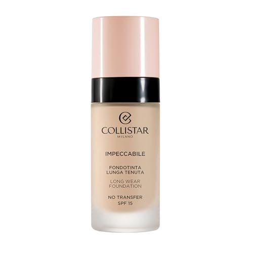 Collistar Impeccabile Fondotinta Lunga Tenuta, No Transfer, SPF 15, Idratazione Immediata e Fino a 120h, Finish Matte Naturale, Effetto Seconda Pelle, Coprenza Modulabile, 30ml