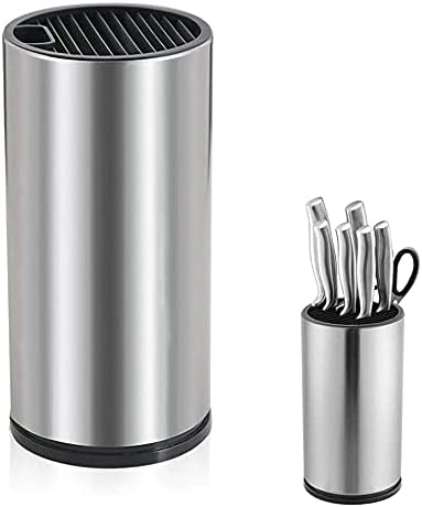 Knife Block Holder, Knife Block Storage Holder, Stainless Steel Knife Block Holder, with Slots for Scissors, with Drainage Holes, Used to Place Knives and Scissors in the Family Dining Kitchen
