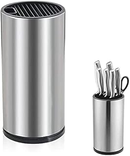 Knife Block Holder, Knife Block Storage Holder, Stainless Steel Knife Block Holder, with Slots for Scissors, with Drainage Holes, Used to Place Knives and Scissors in the Family Dining Kitchen