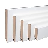Weiße Sockelleisten Weimarer Profil MDF Folie 60/80/100/120mm [SPARPAKET] (60mm Höhe, 40 Stück / 88lfm)