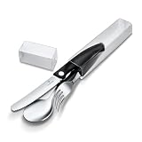 VICTORINOX(ビクトリノックス) カトラリーセット 食洗機対応 ナイフ フォーク スプーン3本 収納ケース付き 波刃 アウトドア キャンプ ピクニック スイスクラシック ブラック 6.7192.F3