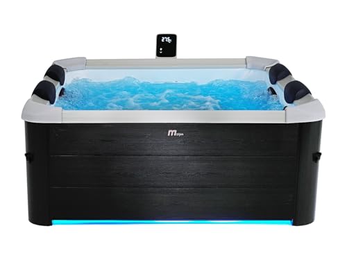 Vente-unique Spa Semi-Rigide 6 Places Gris Anthracite avec LED et Accessoires -128 Jets - L160 x l160 x H65 cm - NAPUKA de MSPA