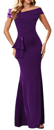 Image of Elegant Formal Maxi Dress for Women Sexy Purple Evening Long Dresses Fashion Cocktail Party Dress for Wedding Guest