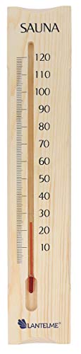Lantelme Holz Saunathermometer 38cm Temperatur bis 120°C | Analog Saunatemperatur Messgerät | Massives Thermometer aus Kiefernholz für Wellness Entspannung | Zubehör für Sauna Saunazubehör