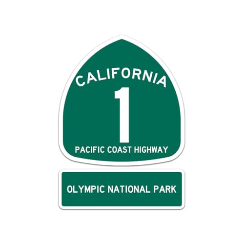 PCH 1 Olympic National Park Sign Sticker Decal - Self Adhesive Vinyl - Weatherproof - Made in USA - pch1 pacific coast highway shield Sized 16" W x 22.19" H -  fagraphix, EEEETS-BDC-8667C-16x22.19