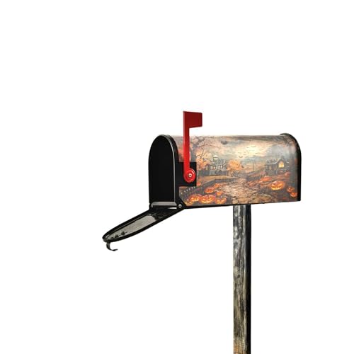 Image of Wamika Happy Halloween Magnetic Mailbox Covers Spooky Pumpkin Lantern Mailbox Cover Standard Size Full Magnet Garden Yard Porch Mail Boxes Cover Holiday Decorations 21 inch L x 18 inch W