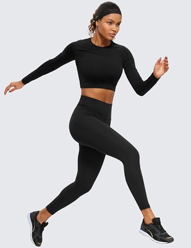 CRZ YOGA Seamless Long Sleeve Shirts for Women Workout Athletic Crop Tops Cropped Running Gym Yoga T-Shirts3