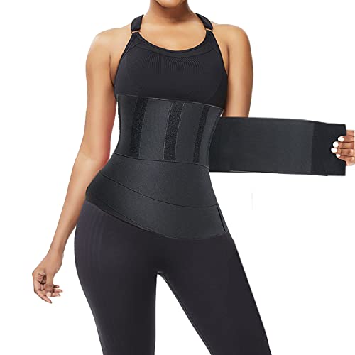 HENDOESA Waist Trainer for Women Snatch Me Up Bandage Wrap Flex Bandage Wrap for Stomach Adjustable Lumbar Waist Support Waist Shaper (Black, 13.1ft)