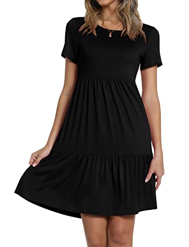 Image of TAOHUADAO 2026 Summer Dresses for Women Short Sleeve Ruffle Casual Sundress with Pockets