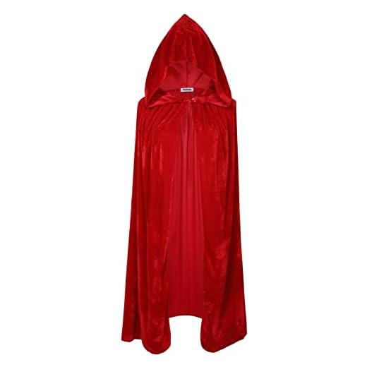 VGLOOK Kids Hooded Cloak Cape For Christmas Halloween Cosplay Costumes 8-16 Years red