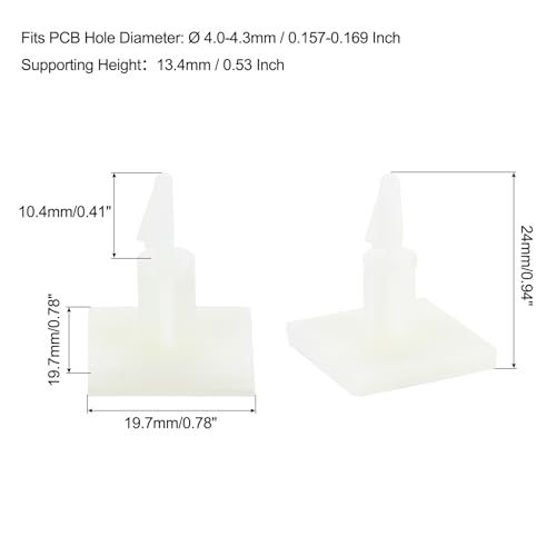 QUARKZMAN 55 Stk. Selbstklebende Leiterplattenabstandshalter, Klebrige Nylon-Isolierabstandshalter für Leiterplatten, Unterstützungshöhe 0,53, Passend 4mm bis 4,3mm, Weiß