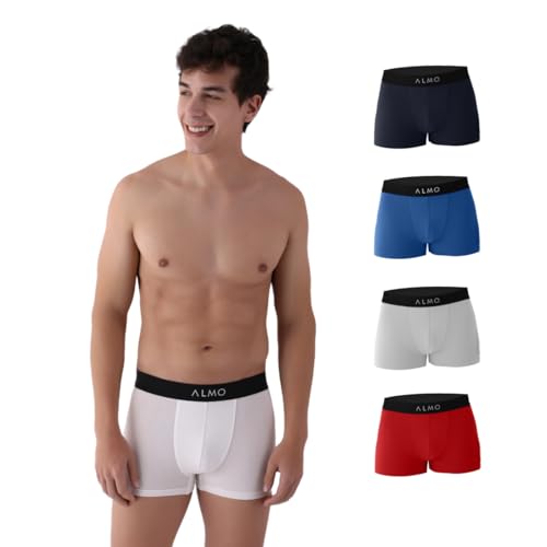 Image of ALMO Men's Micromodal Trunks (Pack of 5)| 3X Softer Than Cotton | Regular Fit | Ultrasoft Waistband | Metallic Collection