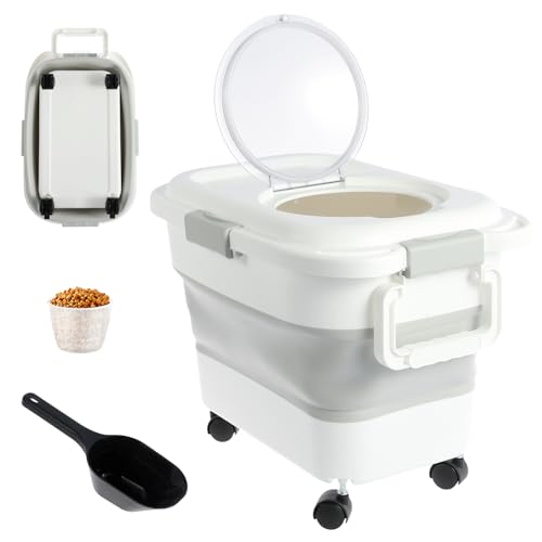 Dog Food Storage Container Collapsible Removable Pet Food Storage Bucket with Lids 15 Kg Large Sealed Leakproof Food Storage Container for Dogs Cats