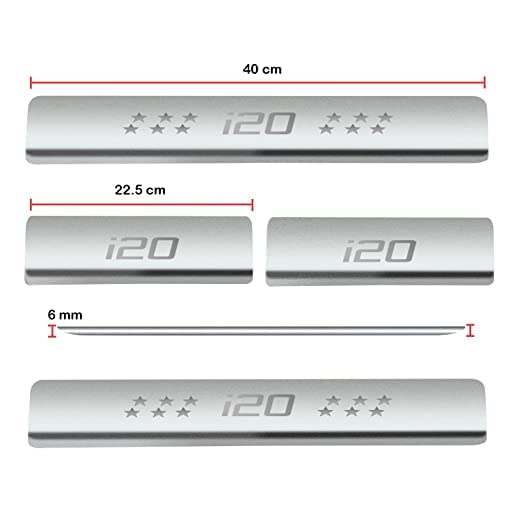 Image of AC Door Sill /Foot Step Stainless Steel Scuff Plate Plates Compatible with Hyundai i20 (Model 2020-2023) (Set of 4 Pcs)