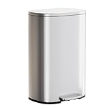 PayLessHere 13 Gallon (50L) in Home Recycling Bin Kitchen Stainless Steel Recycling Bin with Lid Removable Inner Bucket Foot Pedal Soft Close for Office Home Kitchen Garbage Can Trash Bin
