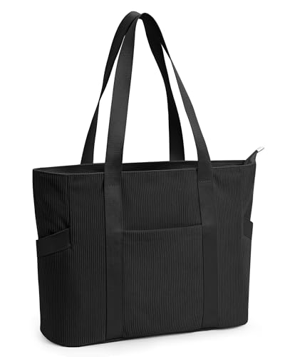DIXEIGHT Corduroy Tote Bag Zipper Casual Hobo Handbags with Compartments Waterproof Shoulder Bag for Women Travel Work School
