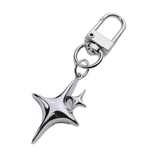 Star Keychain Fashionable Metal Keyring Handbag Charm Gift for Men and Women