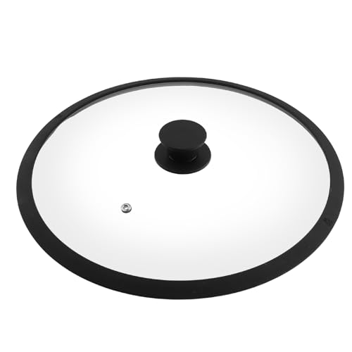 Antrader 12 Inch Tempered Glass Lid with Heat Resistant Silicone Rim,Black