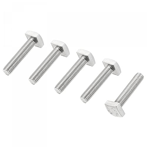 sourcing map Square Head Bolt, 5pcs M8x35mm Fully Thread 304 Stainless Steel Grade C Square Machine Screws