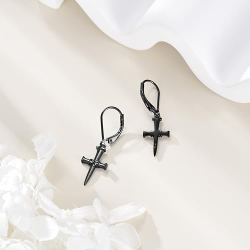 Pendientes de cruz negra de plata 925 ONEFINITY estilo gótico 3