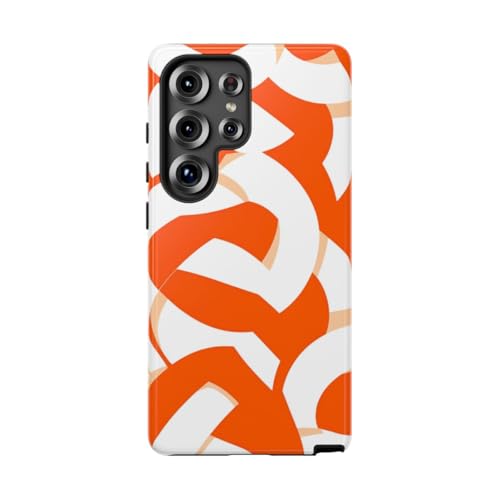 Coque Samsung S25 Ultra motif géométrique orange et blanc rigide brillante