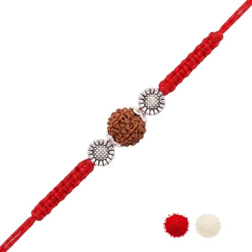 Image of I Jewels Thread Rakhi With Roli Chawal & Rakshabandhan Card for Brother /Bhai /Men /Bro