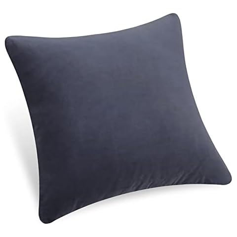 Aitliving Velvet Cozy Euro Pillowcase Decorative Cushion Cover 1PC 65 x 65 cm Slate Blue, Soft Cotton Velvet Classy Solid Front Throw Pillow Cover Cushion Case 4 Bed Couch Sofa Car 26x26inch Cover