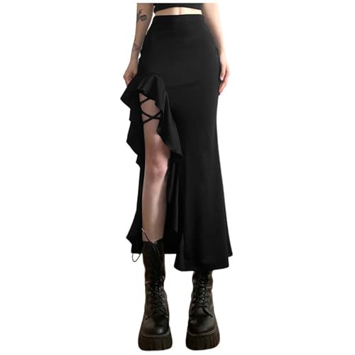 Photo de Générique Robe Maxi pour Femmes Longueur Cheville Longue décontractée Maxi Taille Reg et Grande Taille Robe Rouge (Black, M)