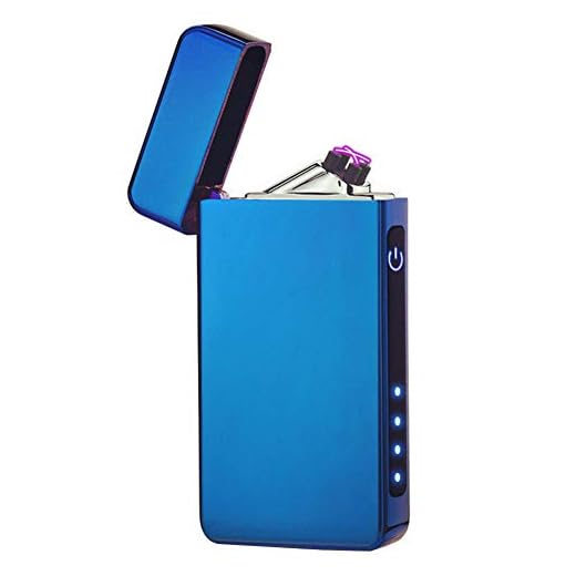 Windproof Lighter Dual Arc Plasma Lighter USB Rechargeable Flameless Butane Free Electronic Touch Sensor Lighter with LED Power Display (Blue)