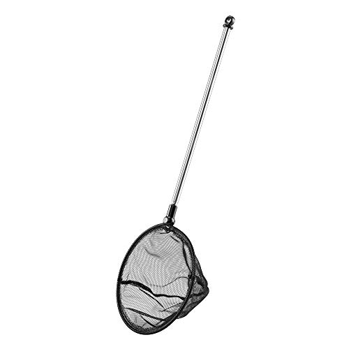 Lpraer Aquarium Fish Net 5" Round Fish Net with Extendable 9.8"-24.4" Telescopic Stainless Steel Long Handle Fine Mesh for Fish Tank