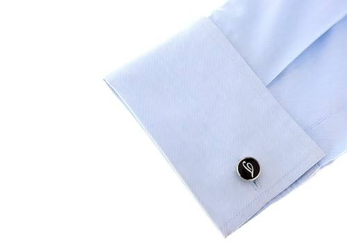 Gemelos letra T negros para camisa formal de hombre en latón lacado 4