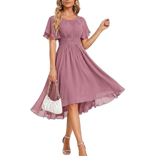 Ever-Pretty Women's Chiffon Midi Wedding Guest Dress Cocktail Dresses