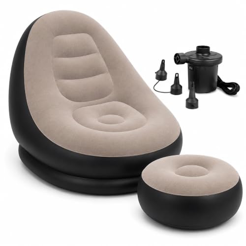 Image of Inflatable Air Sofa - Portable Lazy Lounge Chair for Home, Camping & Outdoor Use - Comfortable Blow Up Couch for Relaxation