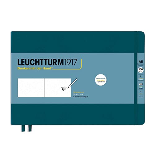 Leuchtturm1917 - Medium Landscape Hardcover Sketchbook (Pacific Green) - 112 Pages of 150g/m² Paper