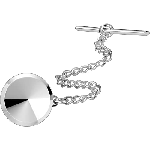 Amiter Mens Shinny Tie Tack Silver Tie Pin With Chain In Gift Box - Best Gifts For Wedding Birthday Anniversary Party #TOP19