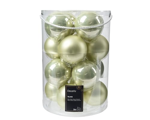 Kaemingk Weihnachtskugeln Glas 8cm 16 Stück - matt & glänzend - Große Christbaumkugeln Weihnachtsbaumkugeln für Weihnachten - Christbaumschmuck & Weihnachtsbaumschmuck - Hell Minze
