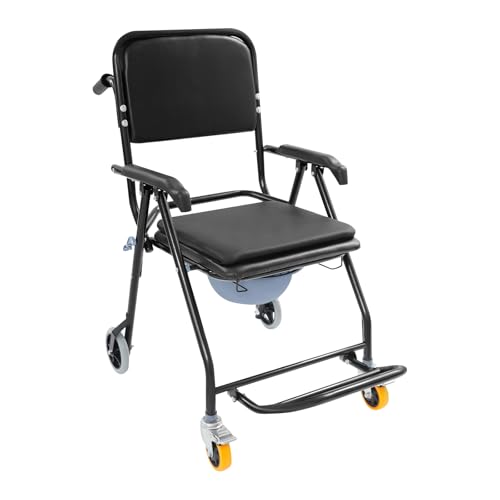 Chaise de douche - 62 × 58 × 102 cm - Avec roulettes - Capacité de charge 150 kg - Chaise percée pour personnes âgées, handicapées