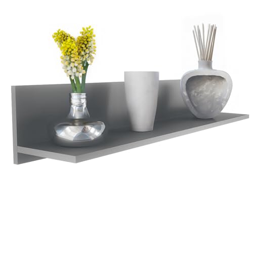 Vladon Wandregal Skadu, Made in Germany, Schweberegal mit praktischer Ablage, Anthrazit matt (97,5 x 18,5 x 18,5 cm)