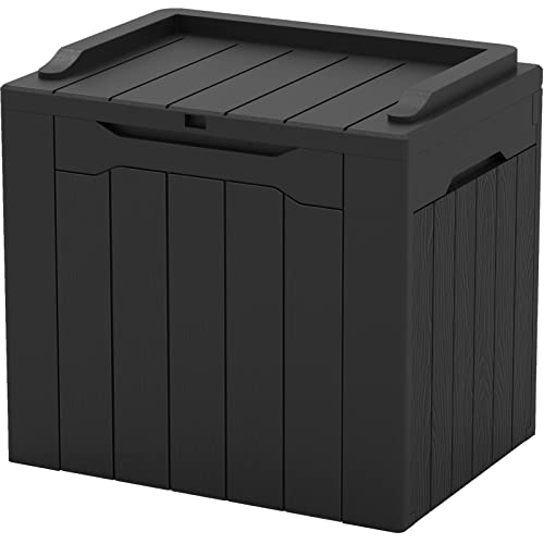 Patiowell 30 Gallon Resin Deck Box, Outdoor Storage Box for Patio Furniture, Deliveries, Pool Supplies,Waterproof and Lockable, Black