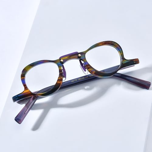 Image of HEPIDEM Acetate Glasses Frame Men,Round Optical Eyeglasses Women Vintage Retro Eyewear 9153