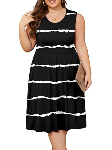 Image of DB MOON Womens 2026 Plus Size Tank Dresses Sleeveless Knee Length Sundress with Pockets