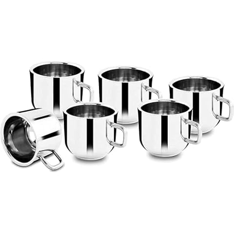 IndiaBigShop Double Wall Stainless Steel Cups Set Cover